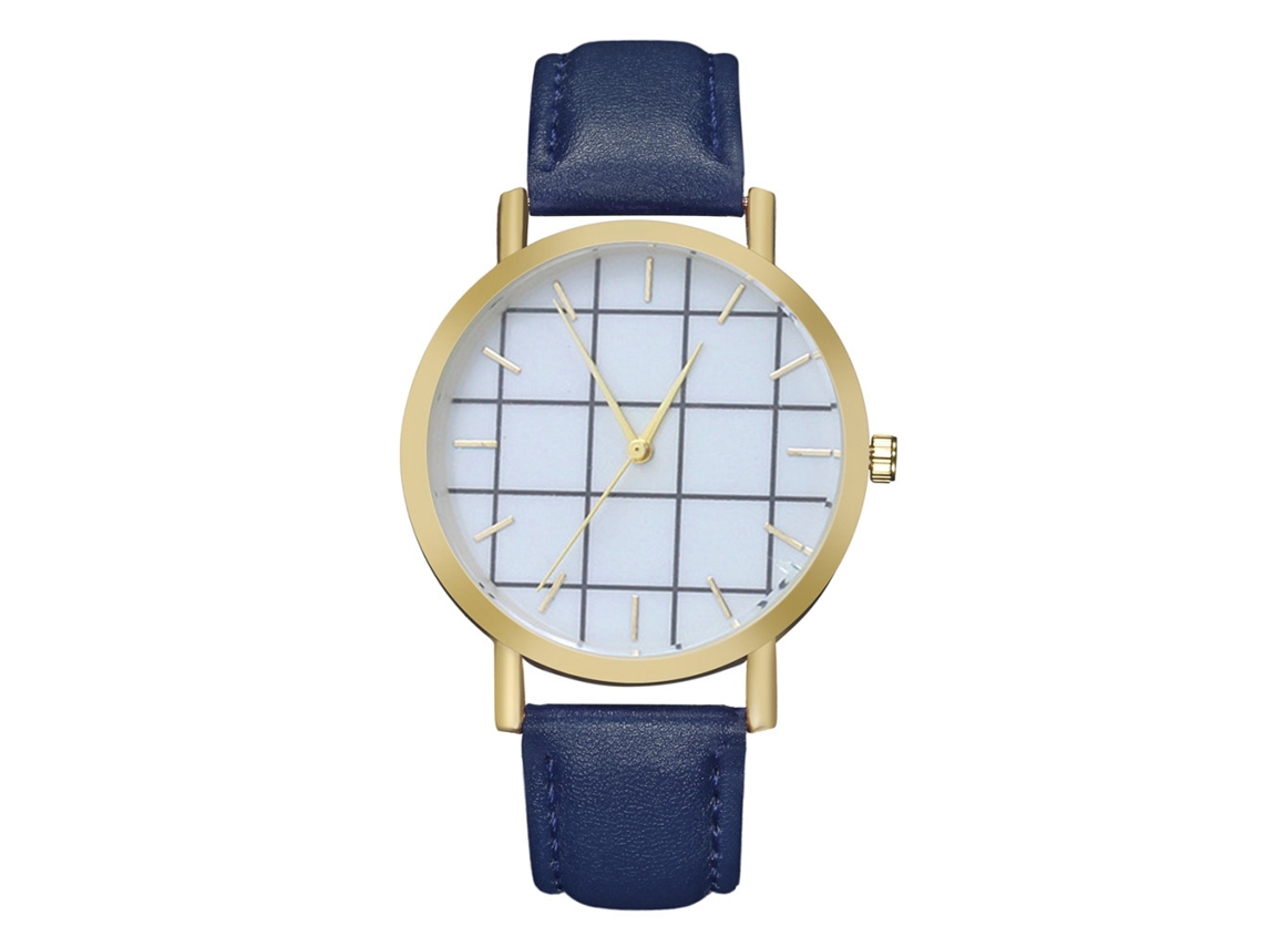 Reloj De Pulsera Analógico De Cuarzo Para Mujer, De Aleación Azul Con Correa De Cuero.