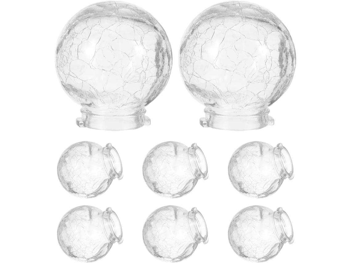 Juego de 8 esferas de vidrio transparente, de 6 cm de diámetro, de estilo industrial, para lámparas colgantes.