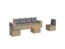 Conjunto de 7 sofás de jardín con cojines de mimbre beige MAISON EXCLUSIVE (7 piezas)