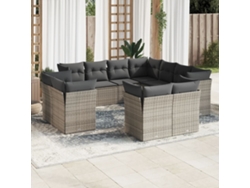 Conjunto de sofá de jardín de 11 piezas con cojines, ratán gris, DKD Home Decor