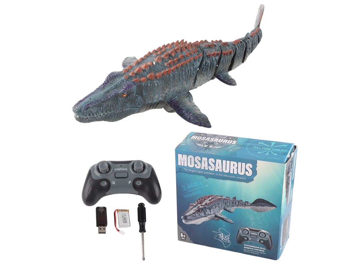Walshlxq-dinosaurio Mosasaurio Simulado Con Control Remoto Inalámbrico 2.4g, Tiburón Que Dispara Agua Y Mueve Cola Para Niños