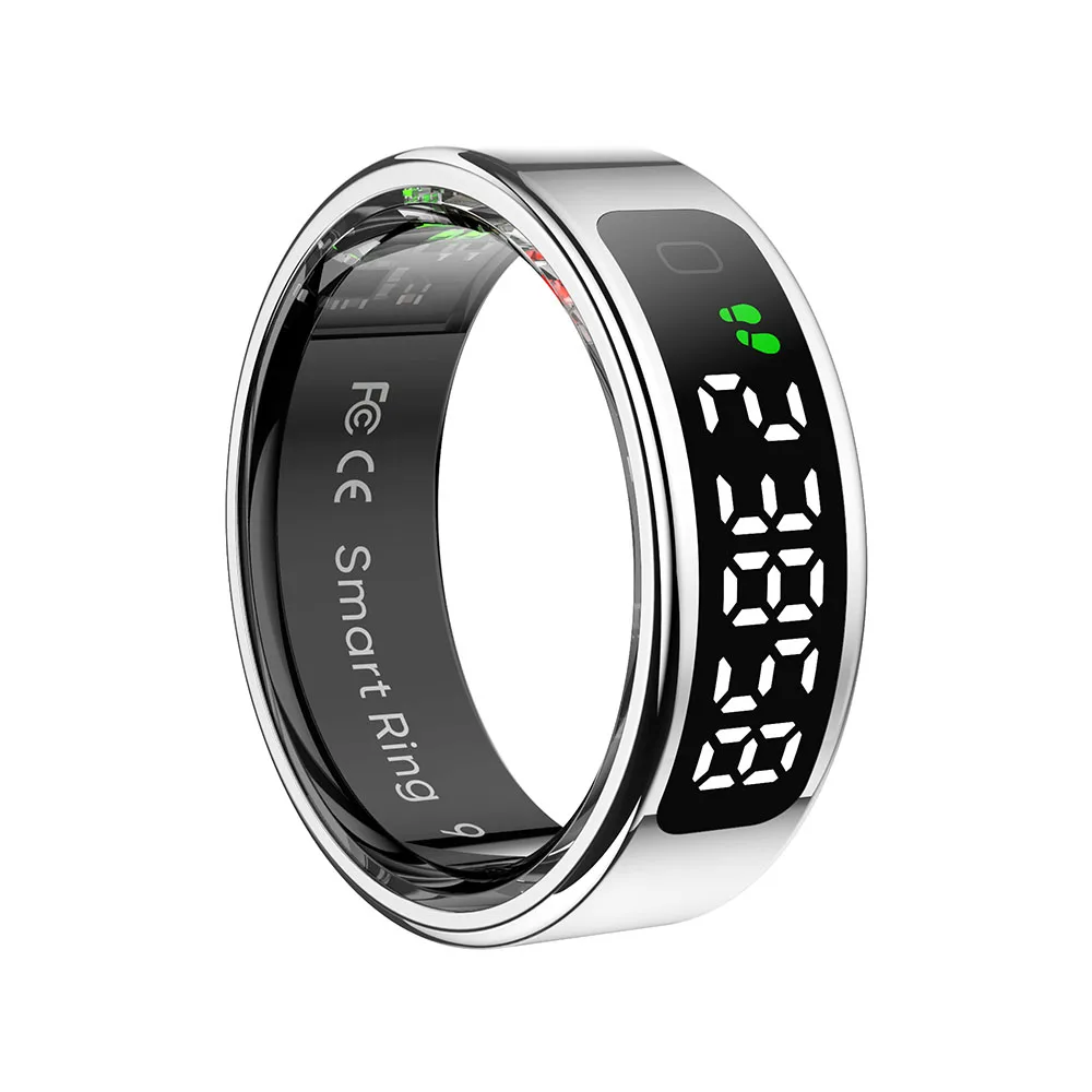 (plata, Talla 8) Anillo Inteligente, Pantalla Táctil, Monitor De Salud, Resistente Al Agua