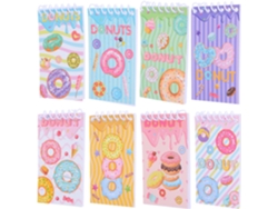Juego De 8 Mini Cuadernos Espirales Con Tapa De Rosquilla, Papel Ligero Antimanchas.