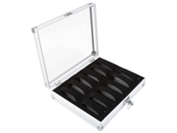 Caja De Almacenamiento De Relojes De Aluminio Con 12 Compartimentos Y Cerradura Plateada.