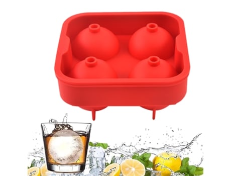Bandejas de hielo esféricas molde para whisky redondo grande para hacer bolas de hielo para cóctel y whisky rojo 1 ud. ZMDECQNA