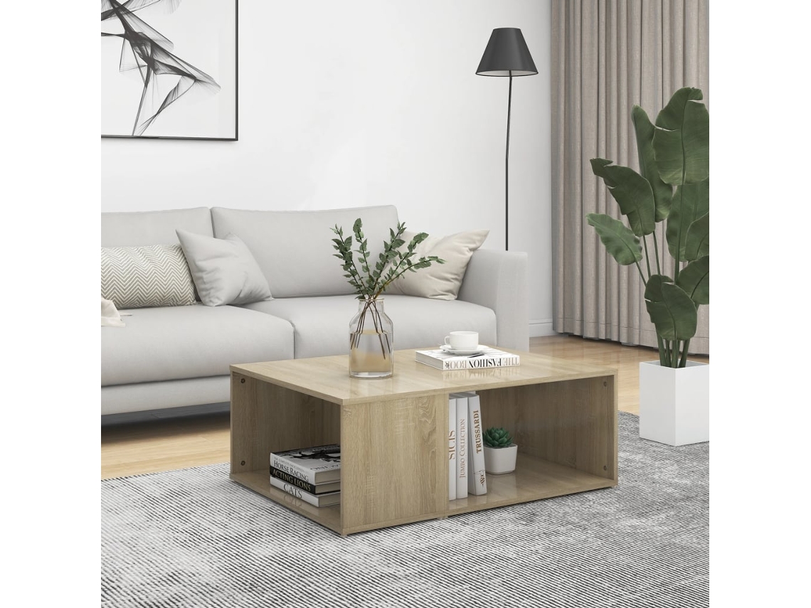 Mesa De Centro Madera Contrachapada Roble Sonoma 90x67x33 Cm