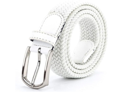 Cinturón Elástico Tejido De Lona Con Hebilla De Aleación Para Hombres Mujeres Jóvenes Blanco 110cm Xl