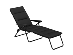 Tumbona Plegable Con 6 Posiciones De Reclinación, Colchón Y Reposabrazos Estructura De Acero Y Poliéster 153 X 58,5 X 89 Cm Color Negro.