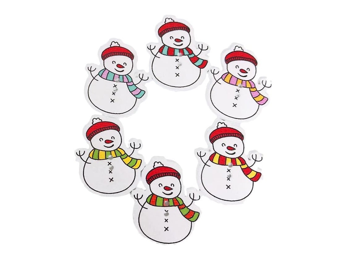 100 Botones Navideños Decorativos De Madera, Ideales Para Costura, Manualidades Y Scrapbooking*.