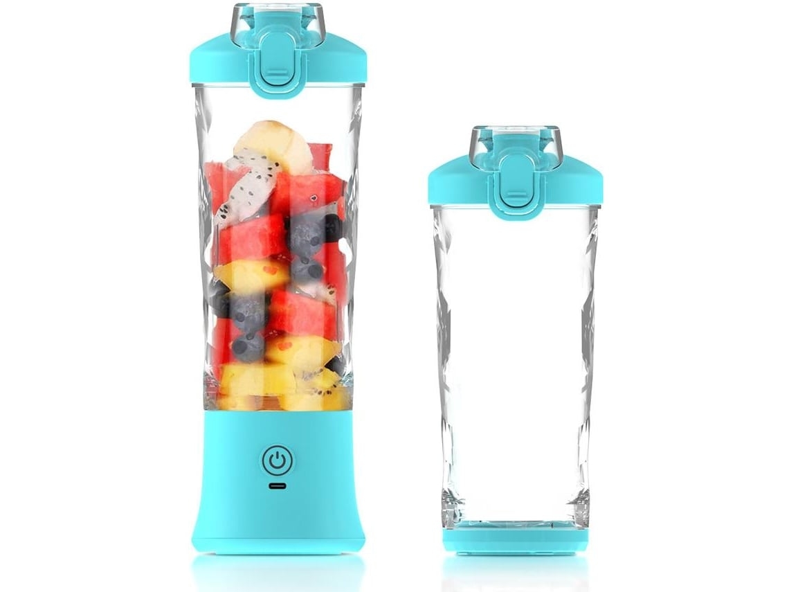Licuadora Portátil 20oz Usb C Recargable Pequeño Exprimidor De Frutas Sin Bpa Para Cocina Viaje Deportes Comida Para Bebé Gusshious Azul