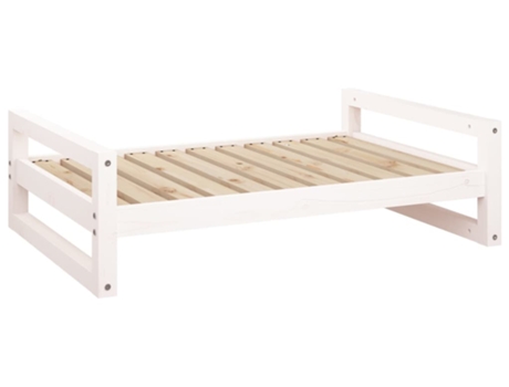 vidaXL Cama para perros madera maciza de pino blanco 95,5x65,5x28 cm