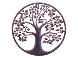 ORIGEN Home Decor Adorno Arbol de la Vida Apliques Metal Gris Redondo 30x30x1cm BY SIGRIS