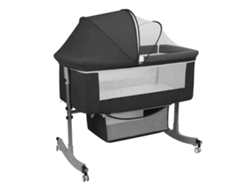 Cuna colecho 3 en 1 Flasidu con altura ajustable, mosquitera y cesta con colchón y ruedas giratorias de 360° (0-24 meses)