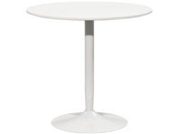 Mesa De Comedor Para Dos Personas, Tablero Redondo, Diámetro 80 Cm, Antideslizante, Color Blanco, Alto 75 Cm.