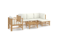 Maison Exclusive - Set De Muebles De Jardín 6 Piezas Bambú Y Cojines Blanco Crema