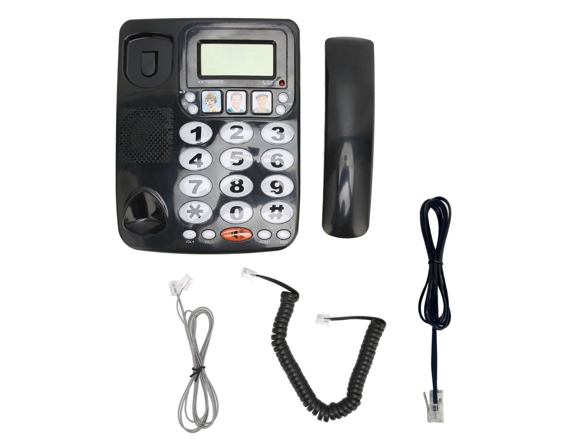 Teléfono Fijo Con Cable, Dos Puertos, Sonido Nítido, Rellamada, Recuperación Del Último Número, Función De Silencio, Color Negro.