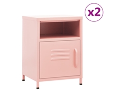 Mesitas de Noche LOVELY HOME Mesinha 2 Pcs 35X35X51 Cm Aço Rosa