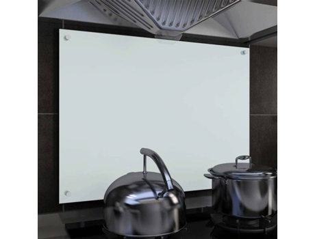 vidaXL Protección salpicaduras cocina vidrio templado blanco 80x60 cm