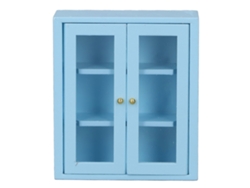 Armario De Pared De Madera Para Casa De Muñecas A Escala 1:12, Miniatura Decorativa De Cocina Azul