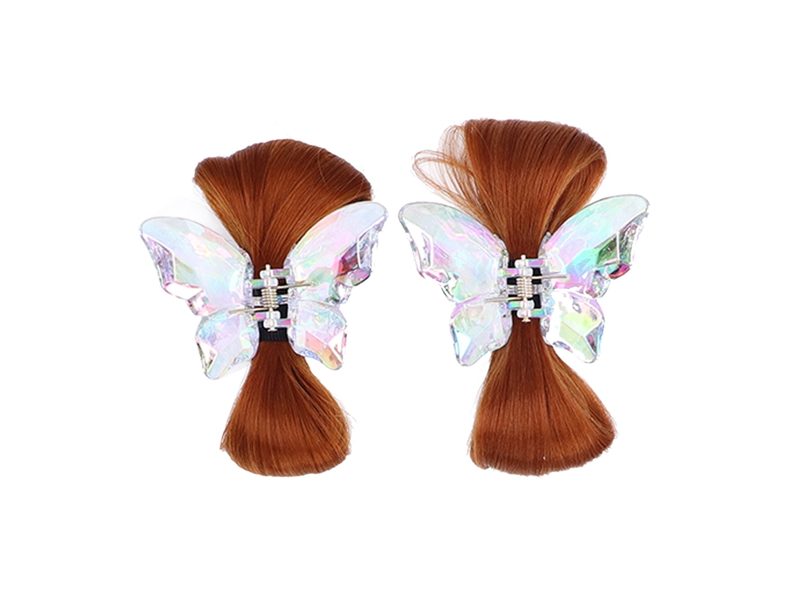 2 Piezas De Cuernos De Pelo Sintético Marrón Claro Con Clips De Cristal