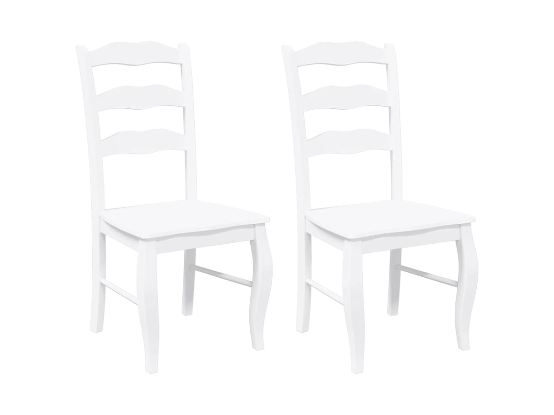 Juego de 2 sillas de comedor en madera maciza de caucho blanca, EXCLUSIVA DE MAISON