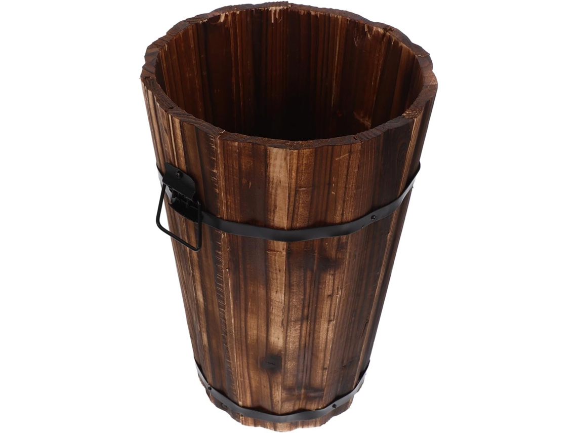 Papelera redonda de madera para dormitorio u oficina, papelera ligera con asa integrada, cesta compacta, estilo natural.