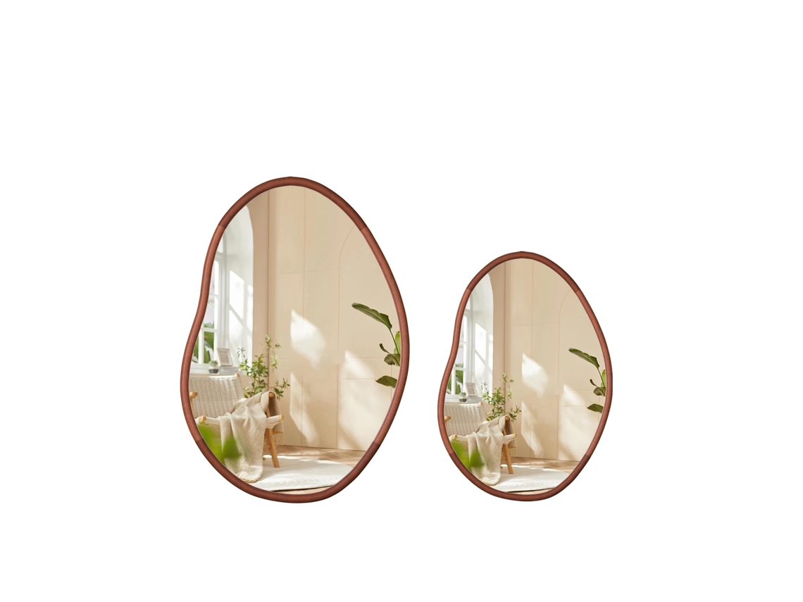 Espejo de pared asimétrico de mediados de siglo, talla L, para sala de estar, madera maciza de abedul, OEM.
