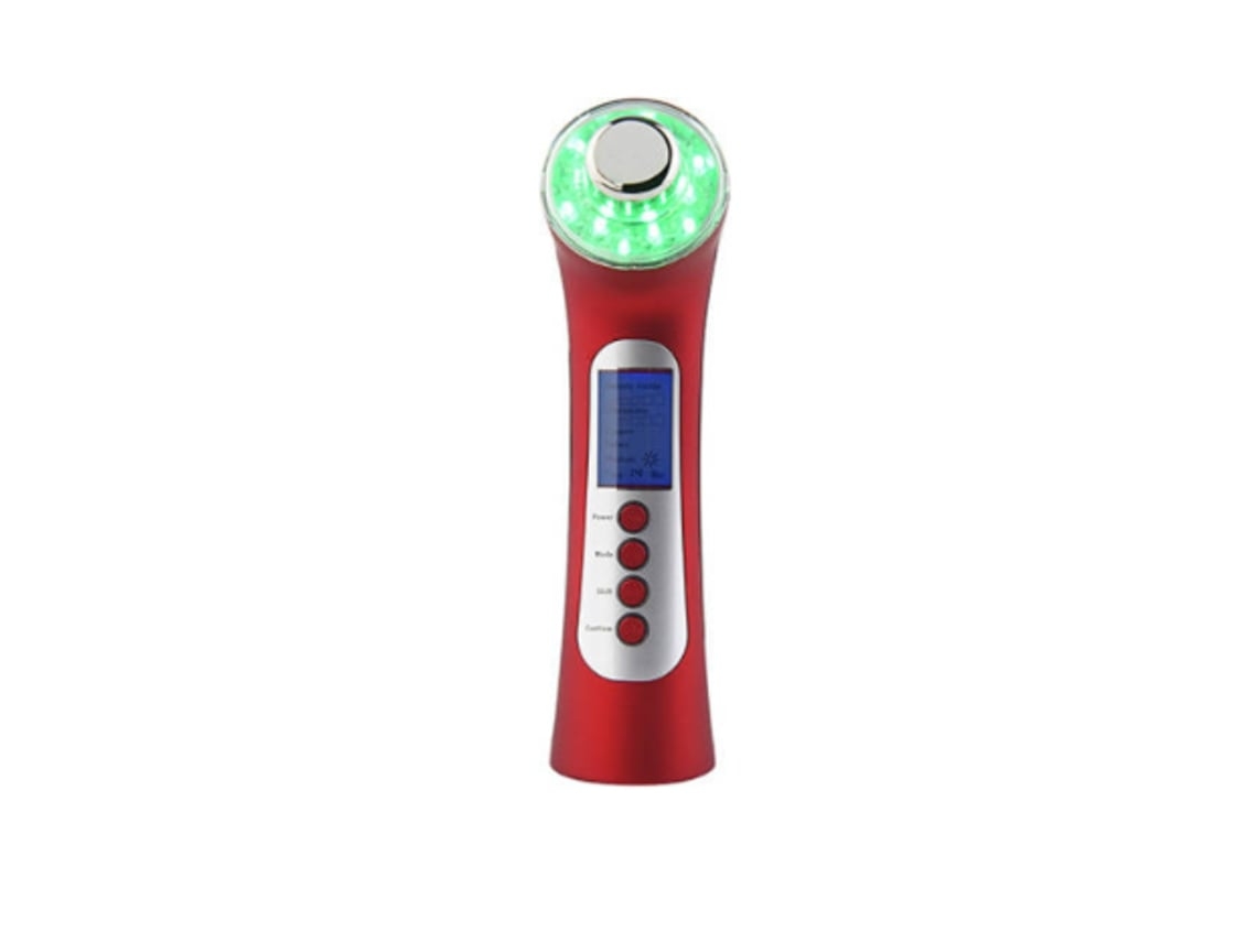 Dispositivo de belleza ultrasónico con LED de alta frecuencia, masajeador facial de 6 modos, color rojo Chennnls