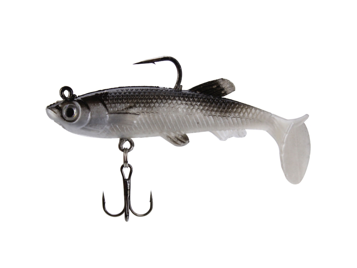Señuelo De Pesca Simulado Con Anzuelo Simple Y Triple Para Agua Dulce Y Salada, Color Gris, 10 Unidades.