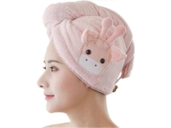 Toalla de microfibra para el cabello con forma de animalito, súper absorbente, de secado rápido, estilo turbante, con botones. Rosewell (2 unidades, rosa)