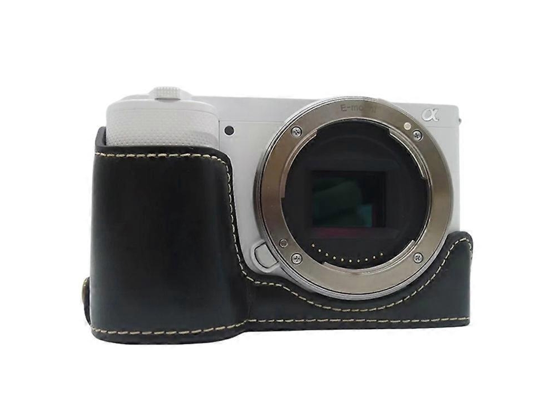 Funda protectora de cuero sintético antiarañazos compatible con cámara Sony Zv E10 con diseño de apertura de batería Facpoet