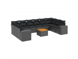 Maison Exclusive - Set De Sofás De Jardín 11 Pzas Y Cojines Ratán Sintético Negro