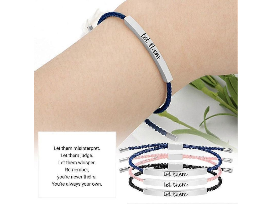 Pulsera Tubular Motivacional, Regalo Inspirador De Amistad, Ajustable, Acero Inoxidable Y Cordón Trenzado.