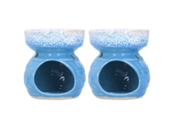 2pcs Hornillo De Cerámica Para Aceite Esencial Incensario Estufa Aromaterapia Azul Decorativo