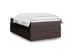 Cama Box Spring Con Colchón Tela Marrón Oscuro 120x200 Cm