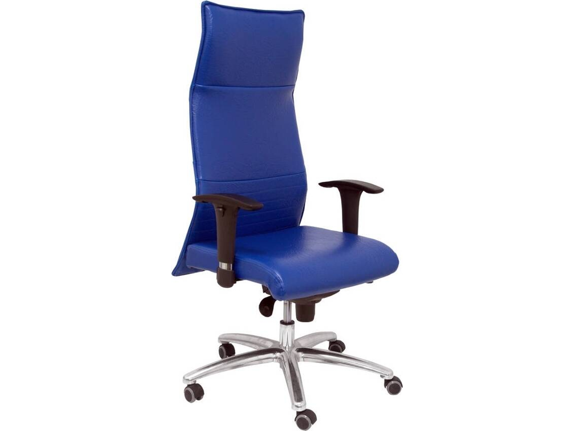 Silla de Escritorio Ejecutiva PYC Albacete Azul con ruedas antiarañazos (Brazos Ajustables - Piel sintética)