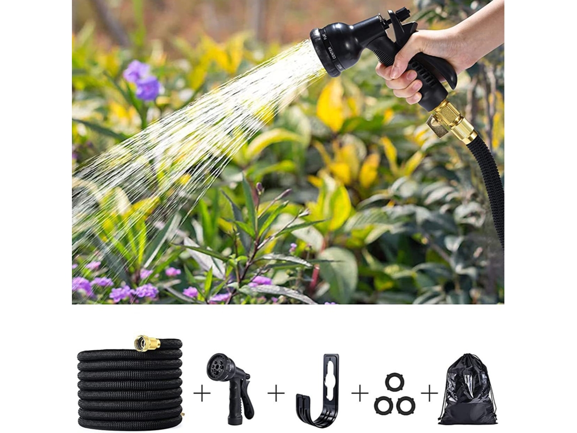 Pistola De Agua Negra Con 8 Modos De Pulverización, Ergonómica, Para Regar Y Limpiar
