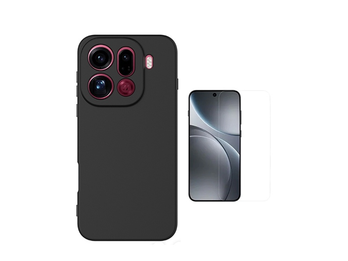 Kit Vidro Clearglass Capa Silicone Líquido Phonecare Para Oppo Find X9 Pro - Preto