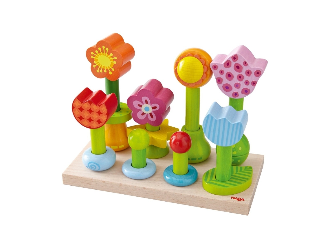 Clasificador de formas de jardín de flores, juguete de madera para niños que encuentra formas geométricas. Haba