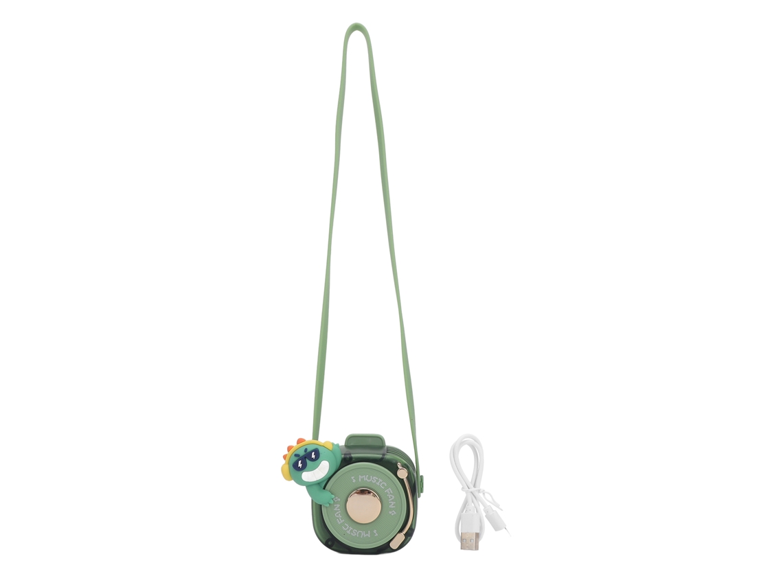 Ventilador De Cuello Portátil Para Niños, 3 Velocidades, Sin Aspas, Recargable Por Usb, Bonito Diseño De Dibujos Animados Verde.