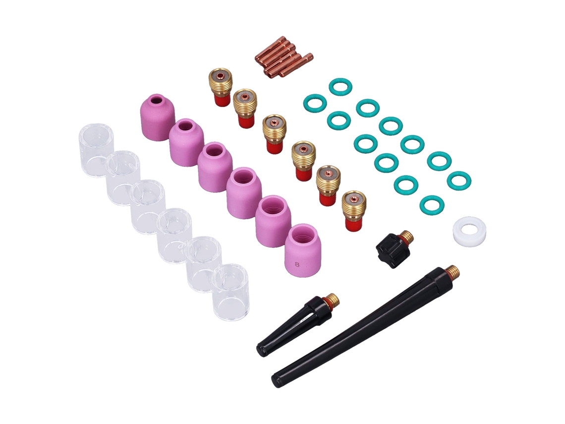Kit De Accesorios Para Antorcha Tig Wp-9/20/25: Boquilla De Alúmina Con Pinza Y Copa De Vidrio (40 Piezas).