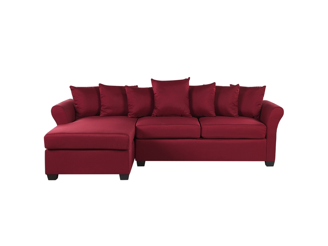 Sofá esquinero BELIANI Vikna de Poliéster Rojo 250x140x83