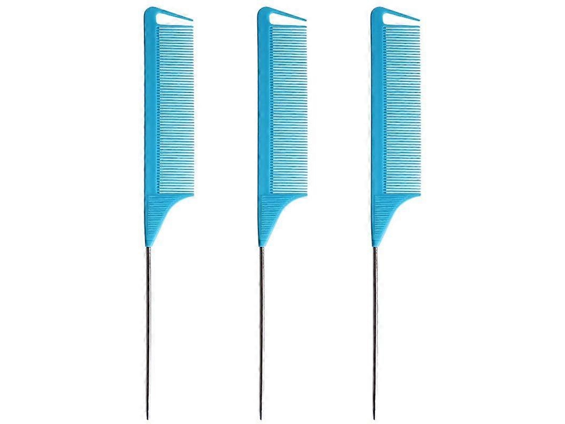 Peine de 3 piezas para trenzas, peine de cola de rata, púas de acero, púas de fibra de carbono, peines con púas de acero inestables