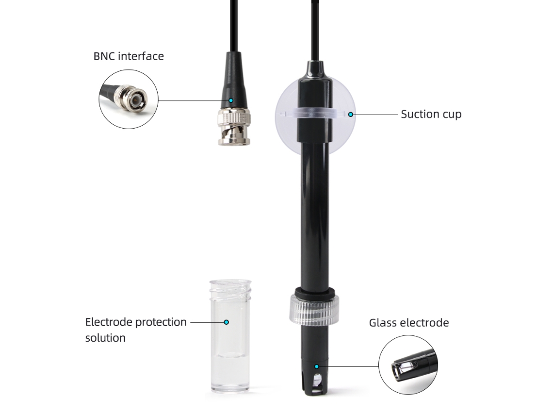 Sonda De Ph De Repuesto Con Conector Bnc Para Uso En Acuarios, Hidroponía Y Laboratorio.