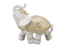 Estatua De Elefante Blanco En Resina: Artículo Decorativo Para La Entrada, Estantería, Escritorio O Computadora.