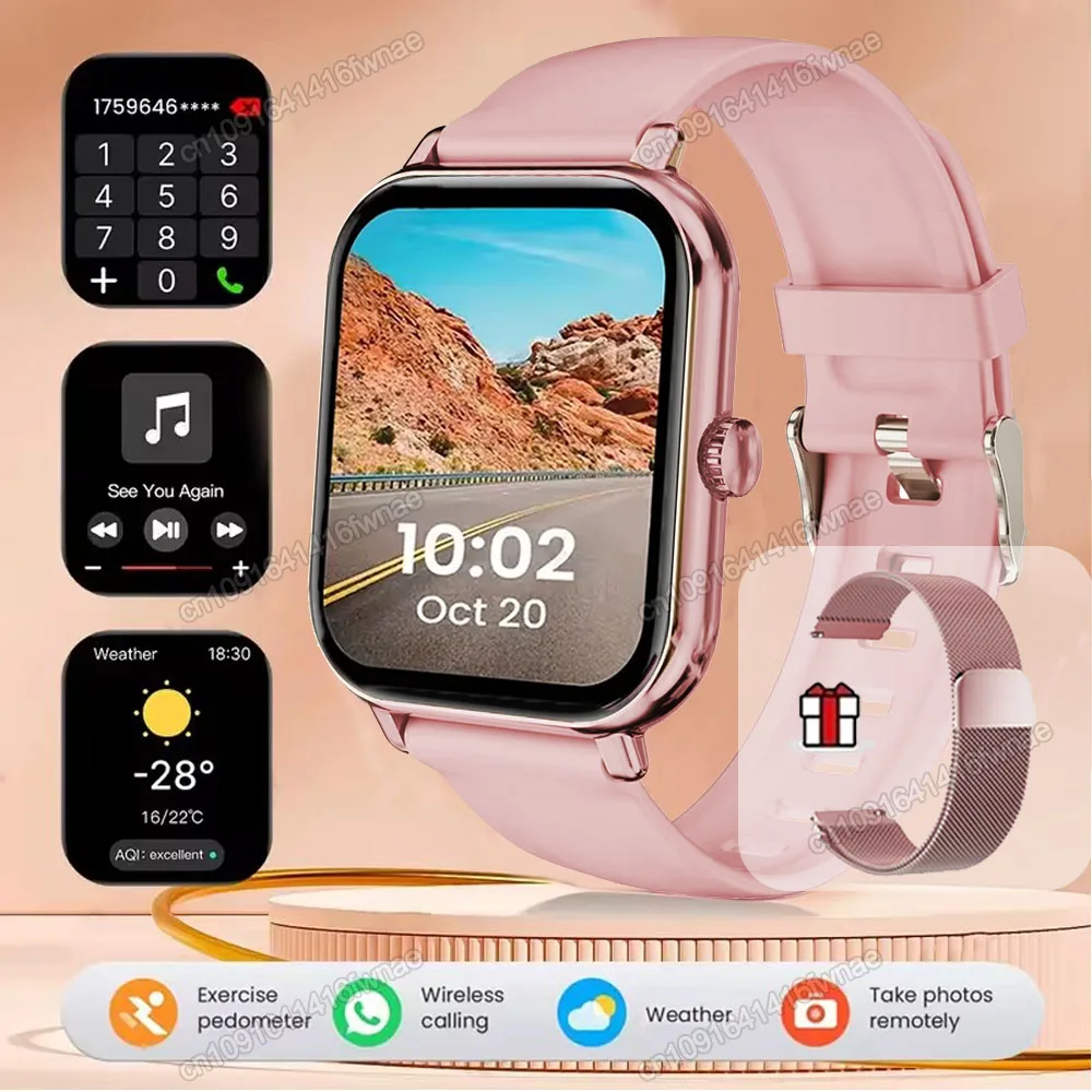 (rosa) Smartwatch, Chamadas Bluetooth, Rastreador De Atividades Físicas, Monitoramento De Frequência Cardíaca, Gps, À Prova D'água.