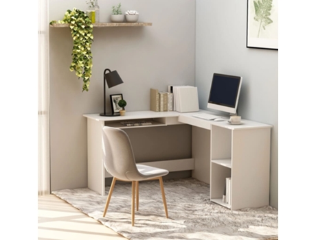 MAISON EXCLUSIVE Escritorio forma de L madera contrachapada blanco 120x140x75 cm