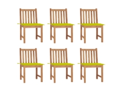 Sillas de jardín DKD Home Decor de 6 piezas con cojines, madera maciza de teca