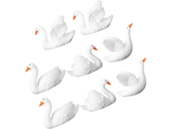 Figuras Miniatura De Cisnes De Resina Para Decoración De Jardín, Juego De 8 Piezas.