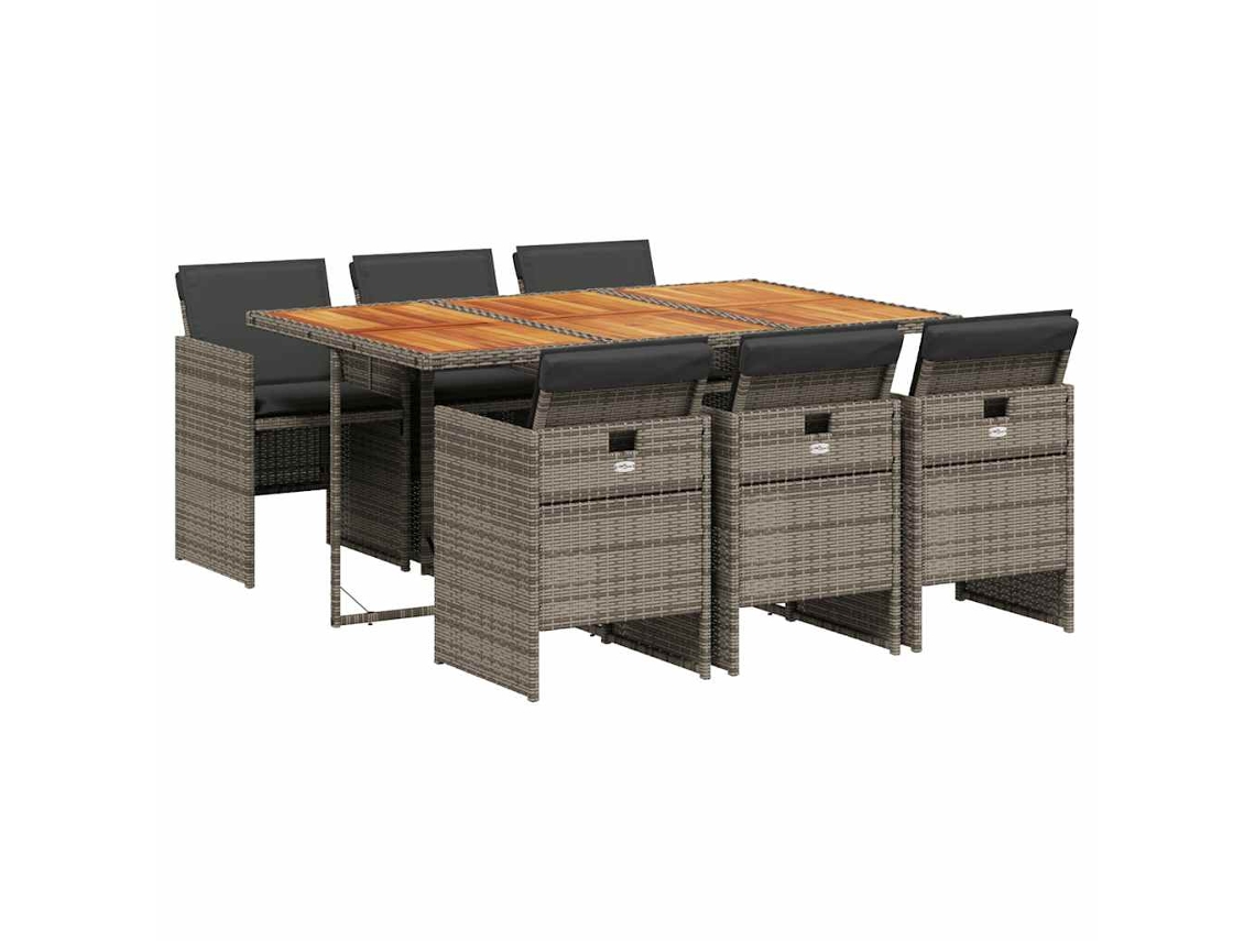 Maison Exclusive - Set Comedor Jardín 7 Pzas Y Cojines Ratán Sintético Gris